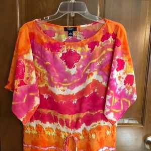 Chaps semi sheer blouse with draw string at waist